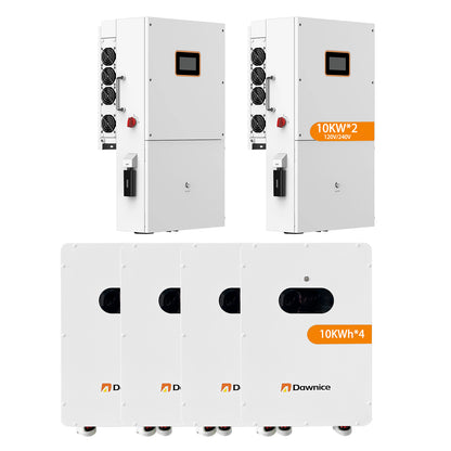 DDP to Puerto Rico - Dawnice 10KW Hybrid Solar Storage System 2Sets 48V 10KW Split Phase Inverter Built in MPPT+ 4 Sets-51.2V 206Ah 10kwh Whole House Storage LiFePO4 Lithium Battery