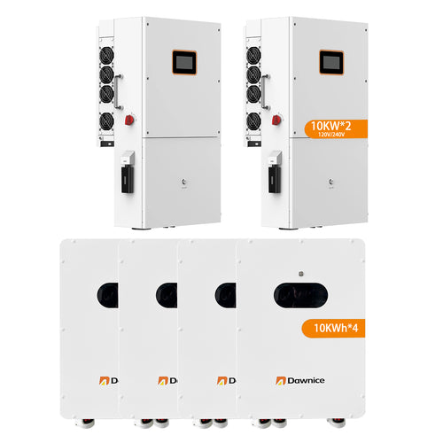 DDP to Puerto Rico - Dawnice 10KW Hybrid Solar Storage System 2Sets 48V 10KW Split Phase Inverter Built in MPPT+ 4 Sets-51.2V 206Ah 10kwh Whole House Storage LiFePO4 Lithium Battery