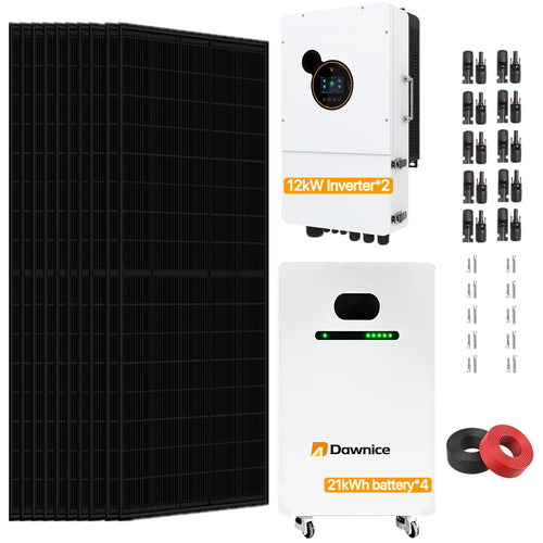 DDP-MX-Dawnice 19800w Off Sistema de Energía Solar de la Red Sistema Completa，con 48v Lifepo4 80kWh Batería，36 Pcs Biferial 550w Paneles Solar，24kw Potencia del inversor
