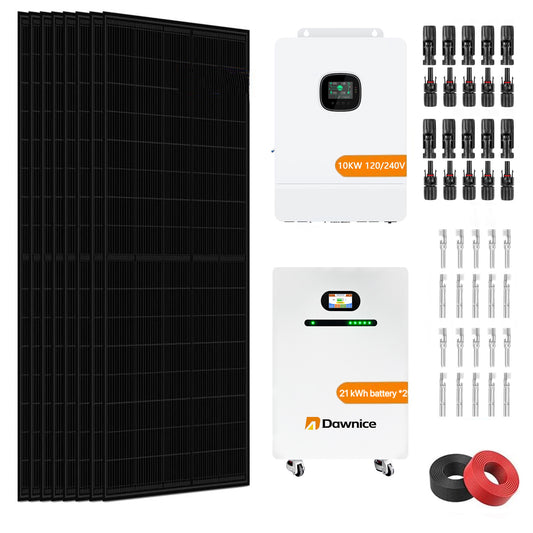DDP-MX-Dawnice 9900w Off Sistema de Energía Solar de la Red Sistema Dos 20kWh Batería 18 Pcs Biferial 550w Paneles 10kW Solar Inversitor con Controlador Mppt 120/240vac