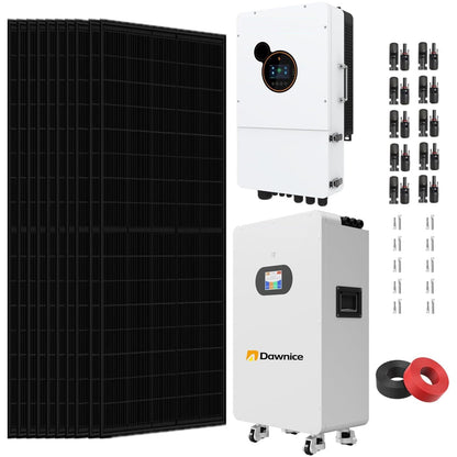 DDP-MX-Dawnice 6600w Sistema Conectado a la Red Sistema Completa,16kWh Batería,12 Pcs Biferial 550w Paneles Solar,12kw Hybrid Inverter