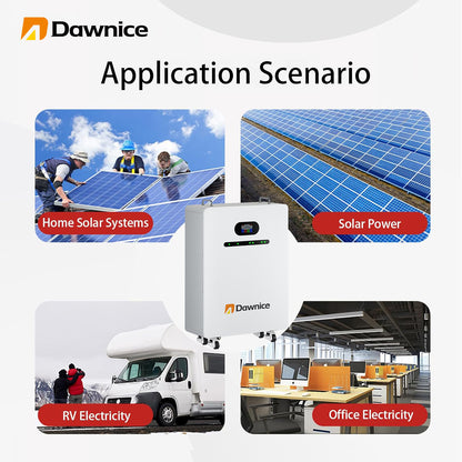 DDP to US - Dawnice 48V 12KW Split Phase Hybrid Solar Inverter Built in MPPT and 2 Sets-51.2V 410Ah 20kwh LiFePO4 Lithium Battery