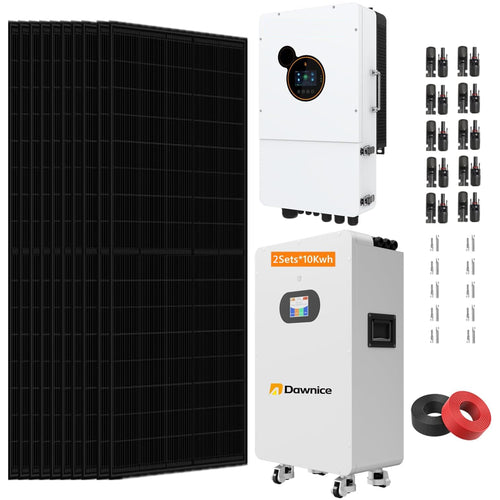 DDP-MX - Kit completo de sistema de energía solar híbrido de 10 KW5.8 KW + inversor híbrido de 48 V + batería solar LiFePo4 de 51.2 V (10 unidades x 580 W PV+1 inversor de 10