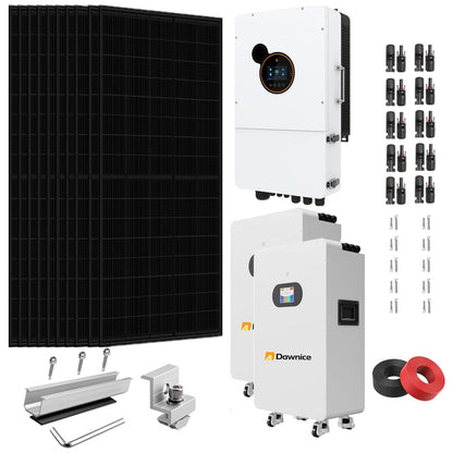 12KW 48V Hybrid Solar Power System Complete kit with UL+PV Solar Panel + 48V Hybrid Inverter + LiFePO4 48V Lithium Battery (26pcs*550W solar panels+ 1Set*12KW Inverter+2Set*16KWH Battery+Solar Panel Mounting Bracket)