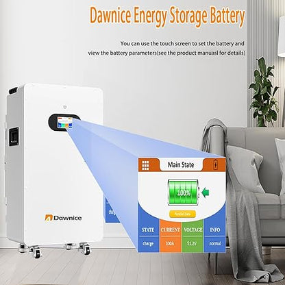 Dawnice Solar Battery 48V LifePO4 Lithium Batteries Storage Pack Wall-Mounted 5-20kWh
