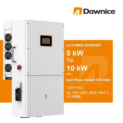 DDP to US inland - Dawnice 10kW Hybrid Solar Inverter 48V DC to 120V/240V AC, Split Phase Pure Sine Wave Inverter with MPPT Charger Controller, Support Parallel, for LiFePO4/Li/Lead-acid Battery with UL Certification