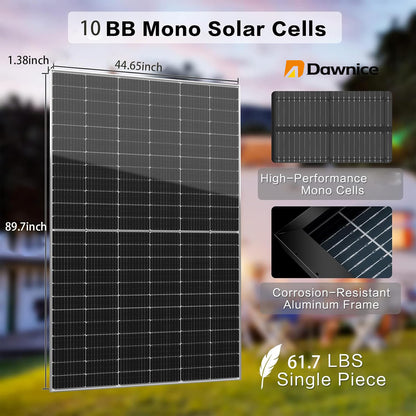 DDP to Puerto Rico - Dawnice 10KW Hybrid Solar Power System Complete Kit 16PCS 550W Solar Panel (8800W) +1Sets 48V 10KW Split Phase Inverter Built in MPPT+ 2Sets-51.2V 206Ah 10kwh Whole House Storage LiFePO4 Lithium Battery