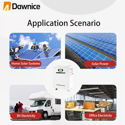 DDP to US inland - Dawnice 20KWh Solar Batteries 51.2V 410Ah Storage LifePO4 Lithium Battery Pack Ground-Mounted Grade A Battery Cells 16S2P Built in 200A BMS Bluetooth Wireless Home Battery Backup Camping RV