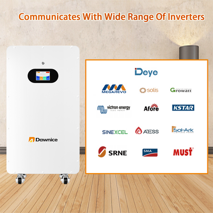 51.2V 314Ah 16kWh LifePO4 Lithium Solar Batteries Built in 150A BMS 12KW Hybrid Inverter Built in 2 MPPT Charge Controll Home Energy Storage Power Supply DC to AC Bluetooth Wireless