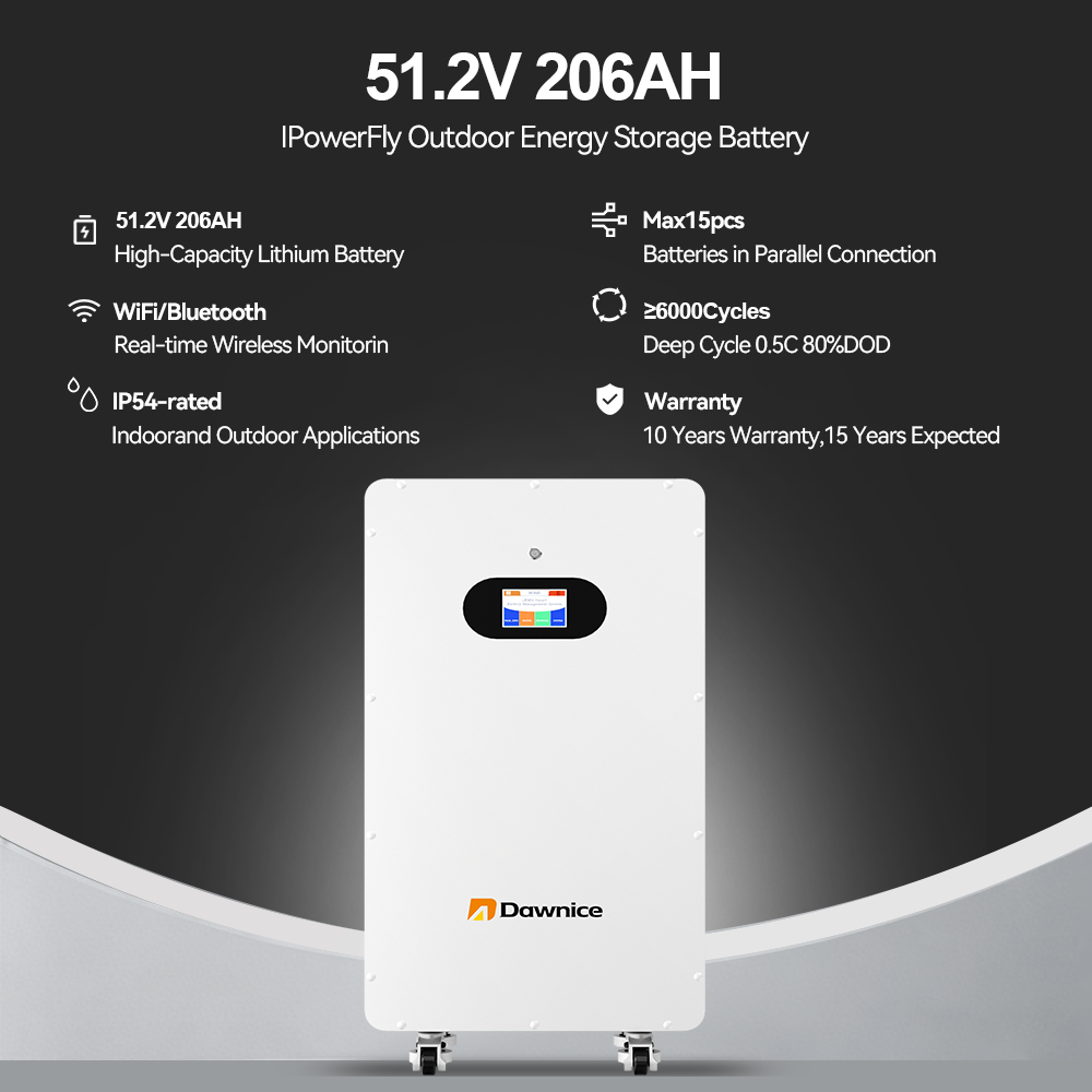 Dawnice 10KWh Solar Battery 48V 206Ah LifePO4 Lithium Solar